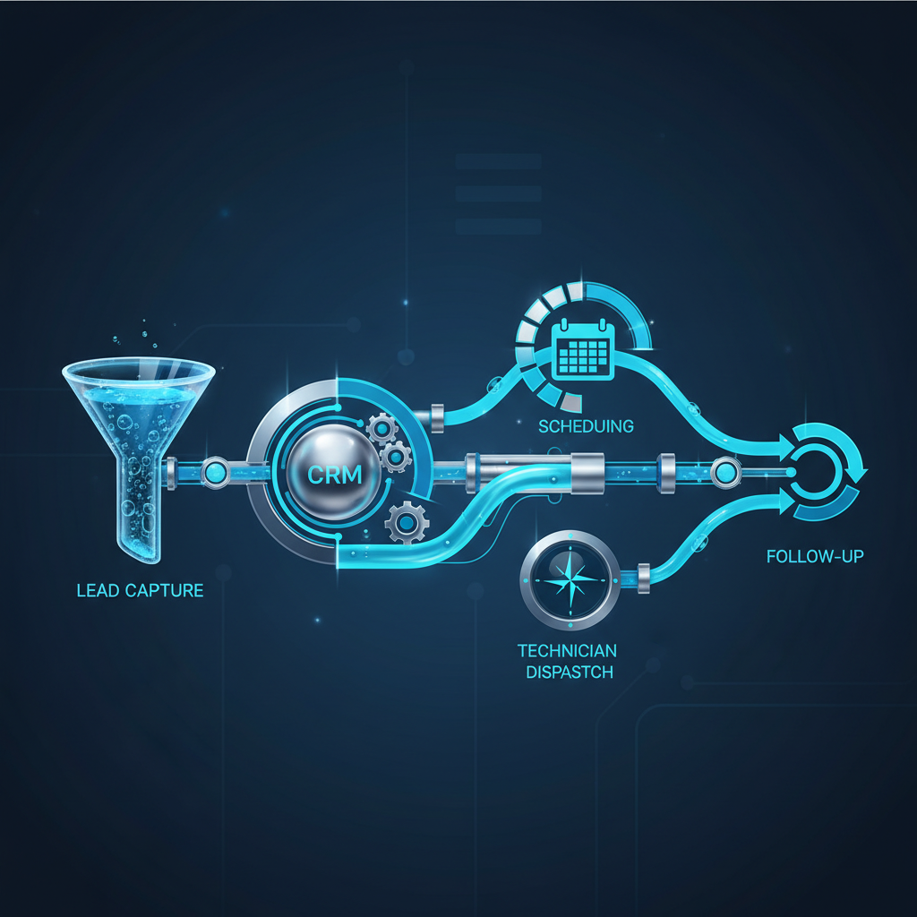Workflow automation for plumbing lead capture, CRM updates, scheduling, and follow-up